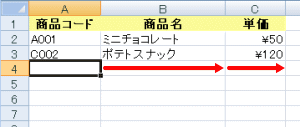 Enterキーで右方向に移動